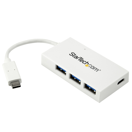 STARTECH.COM 4 Port USB C Hub - USB-C to C and A - USB 3.0 Hub - White HB30C3A1CFBW